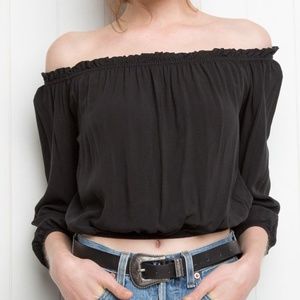 Brandy Melville Black Off the Shoulder Maura Top